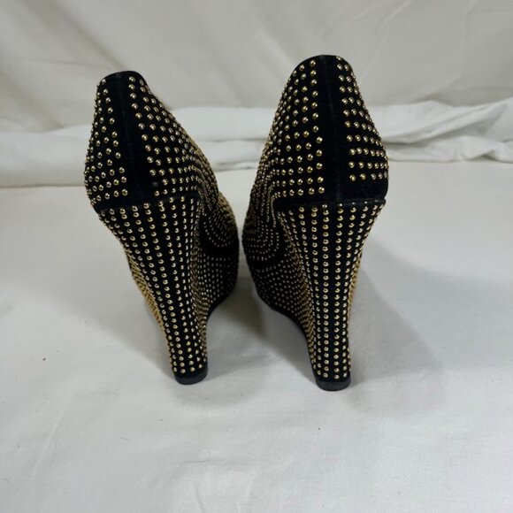 Posh Studded Wedges - Black and Gold - Size 7.5 - Picture 3 of 9